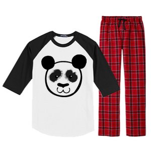 Panda Bear Face Silhouette  Raglan Sleeve Pajama Set