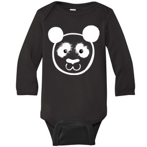 Panda Bear Face Silhouette  Baby Long Sleeve Bodysuit