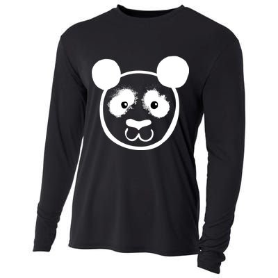 Panda Bear Face Silhouette  Cooling Performance Long Sleeve Crew