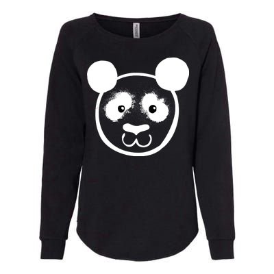 Panda Bear Face Silhouette  Womens California Wash Sweatshirt