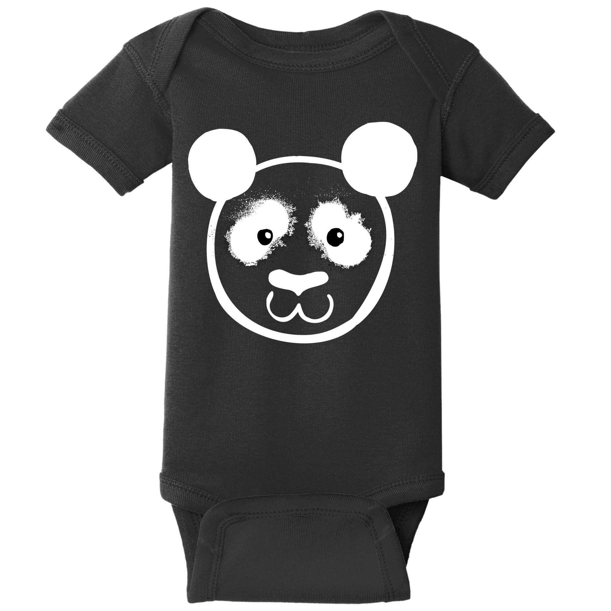 Panda Bear Face Silhouette  Baby Bodysuit