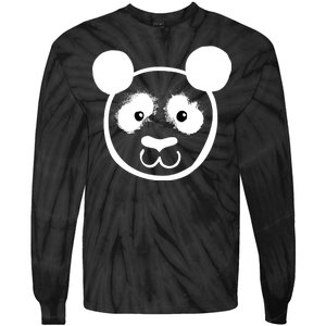 Panda Bear Face Silhouette  Tie-Dye Long Sleeve Shirt