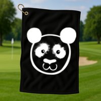 Panda Bear Face Silhouette  Golf Towel