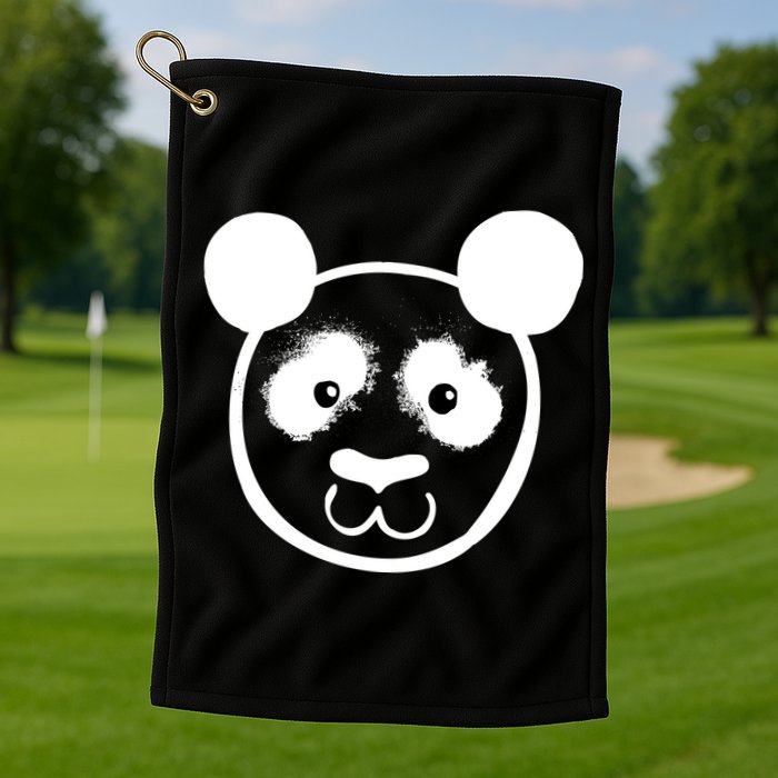Panda Bear Face Silhouette  Golf Towel