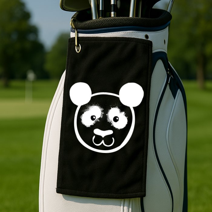 Panda Bear Face Silhouette  Golf Towel