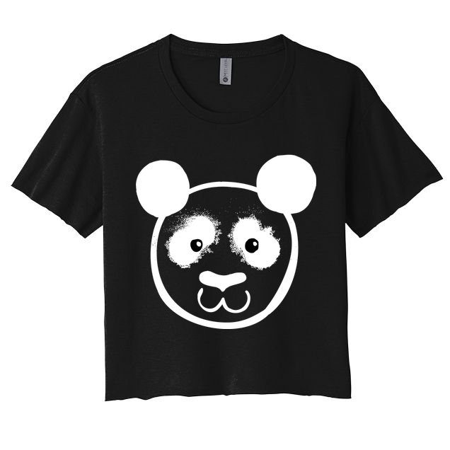 Panda Bear Face Silhouette  Crop Top