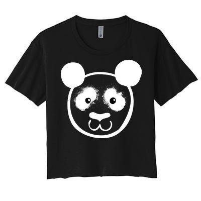 Panda Bear Face Silhouette  Women's Crop Top Tee