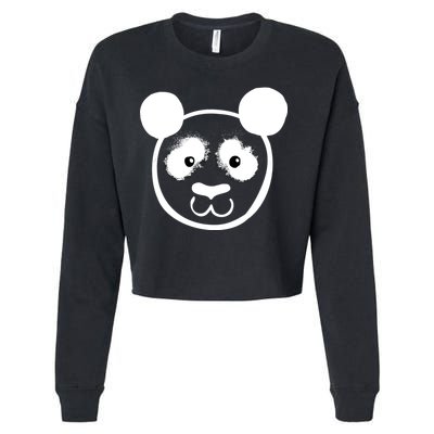 Panda Bear Face Silhouette  Cropped Pullover Crew