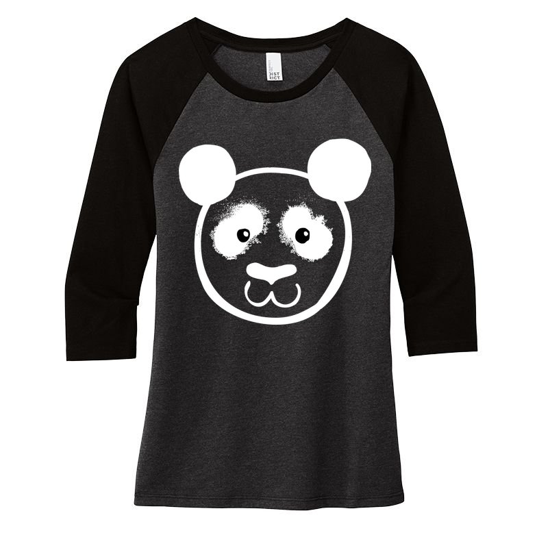 Panda Bear Face Silhouette  Women's Tri-Blend 3/4-Sleeve Raglan Shirt