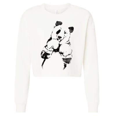 Panda Boxing Vintage Cropped Pullover Crew