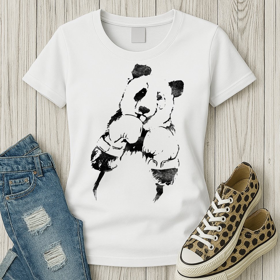 Panda Boxing Vintage Womens T-Shirt