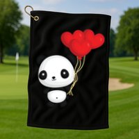 Panda Full Of Hearts Golf Towel