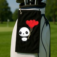 Panda Full Of Hearts Golf Towel