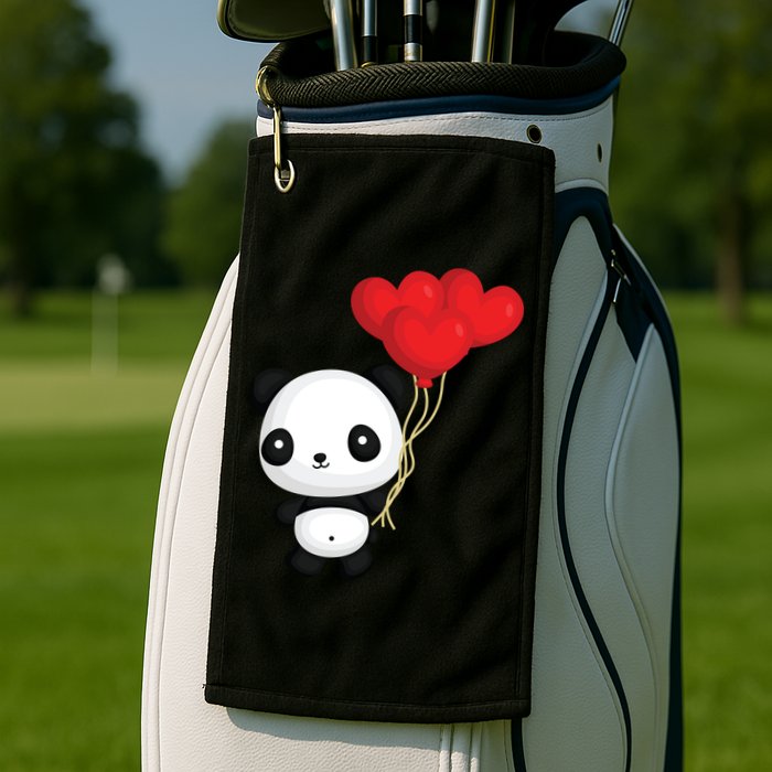 Panda Full Of Hearts Golf Towel