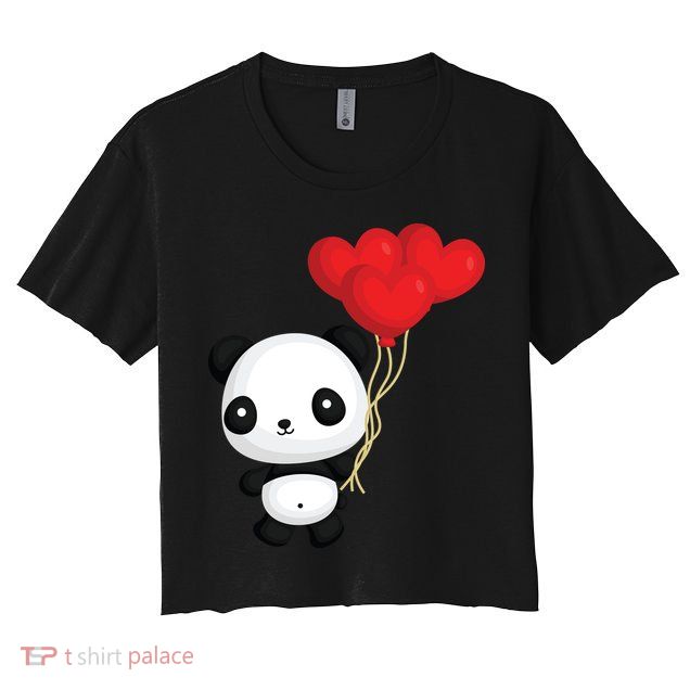 Panda Full Of Hearts Crop Top