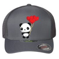 Panda Full Of Hearts Flexfit Unipanel Trucker Cap
