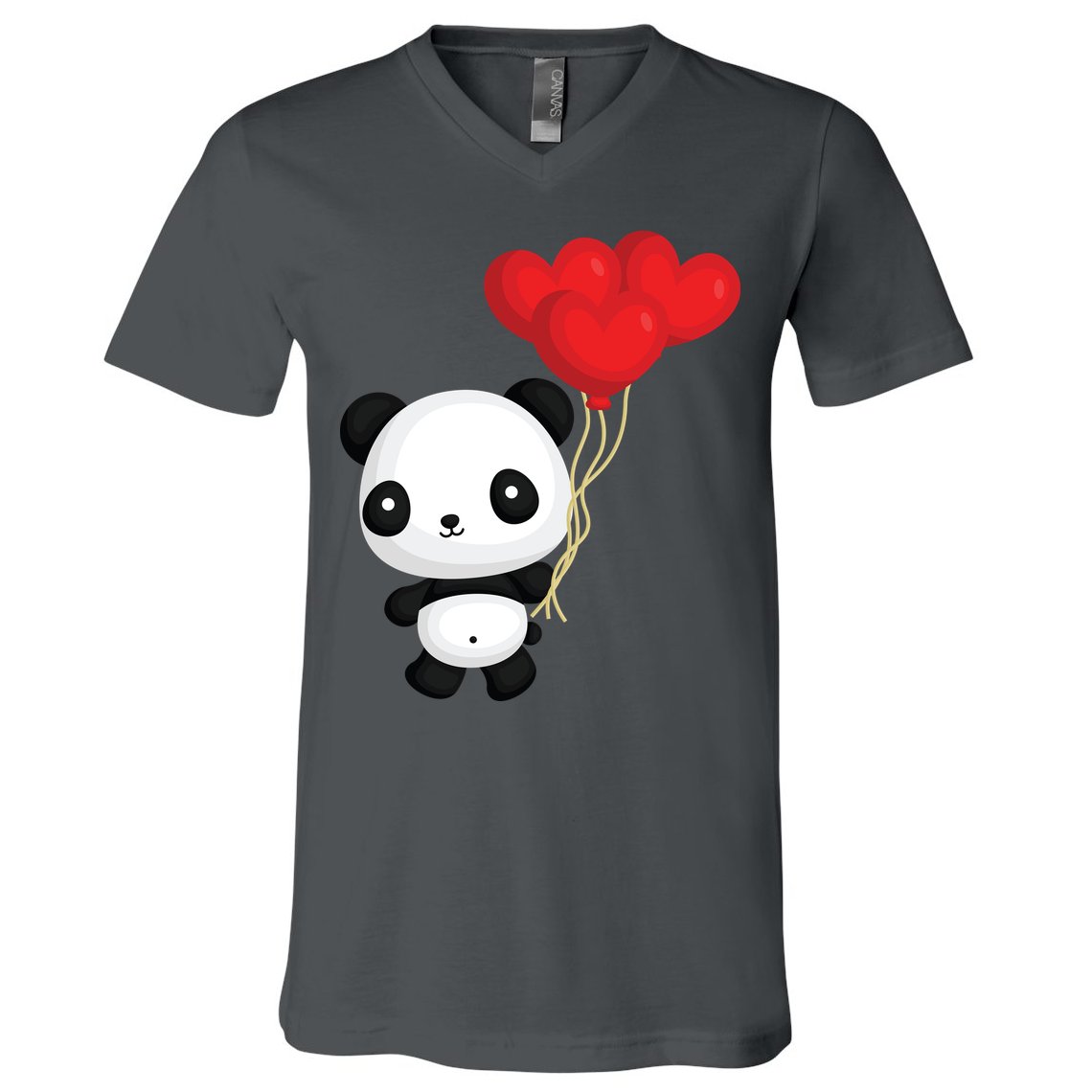 Panda Full Of Hearts V-Neck T-Shirt