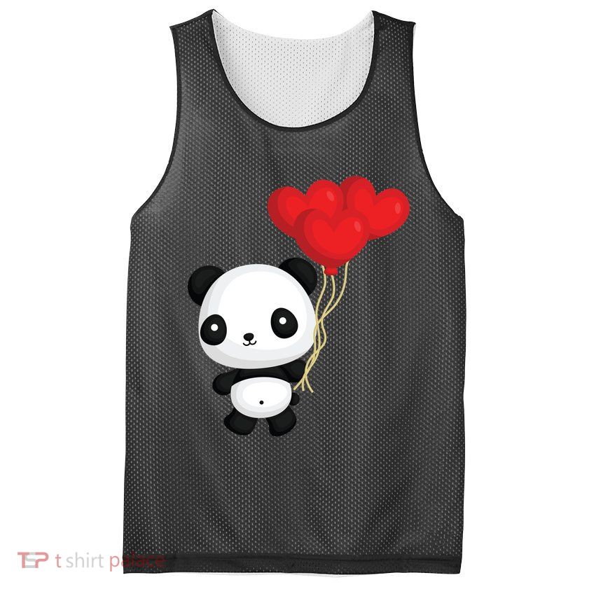 Panda Full Of Hearts Mesh Reversible Basketball Jersey Tank