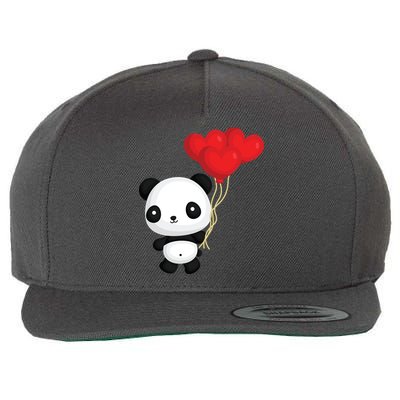 Panda Full Of Hearts Wool Snapback Cap