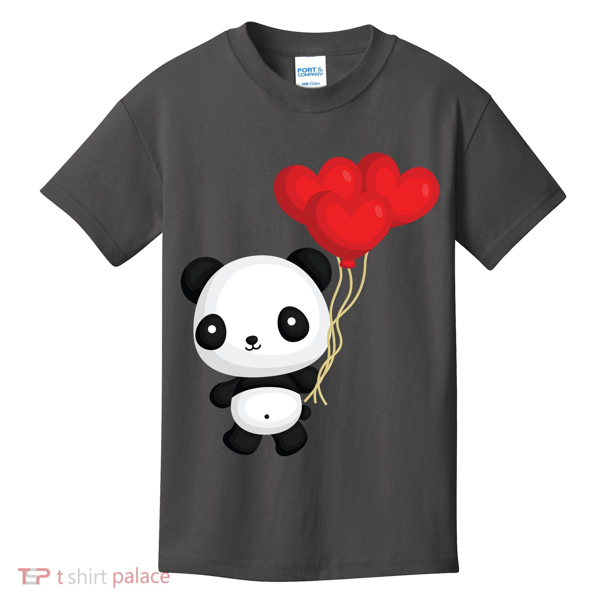 Panda Full Of Hearts Kids T-Shirt
