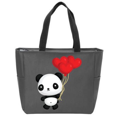 Panda Full Of Hearts Zip Tote Bag