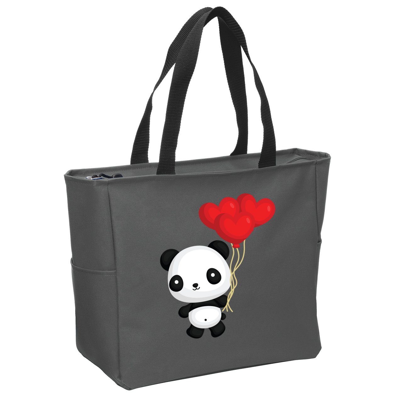 Panda Full Of Hearts Zip Tote Bag