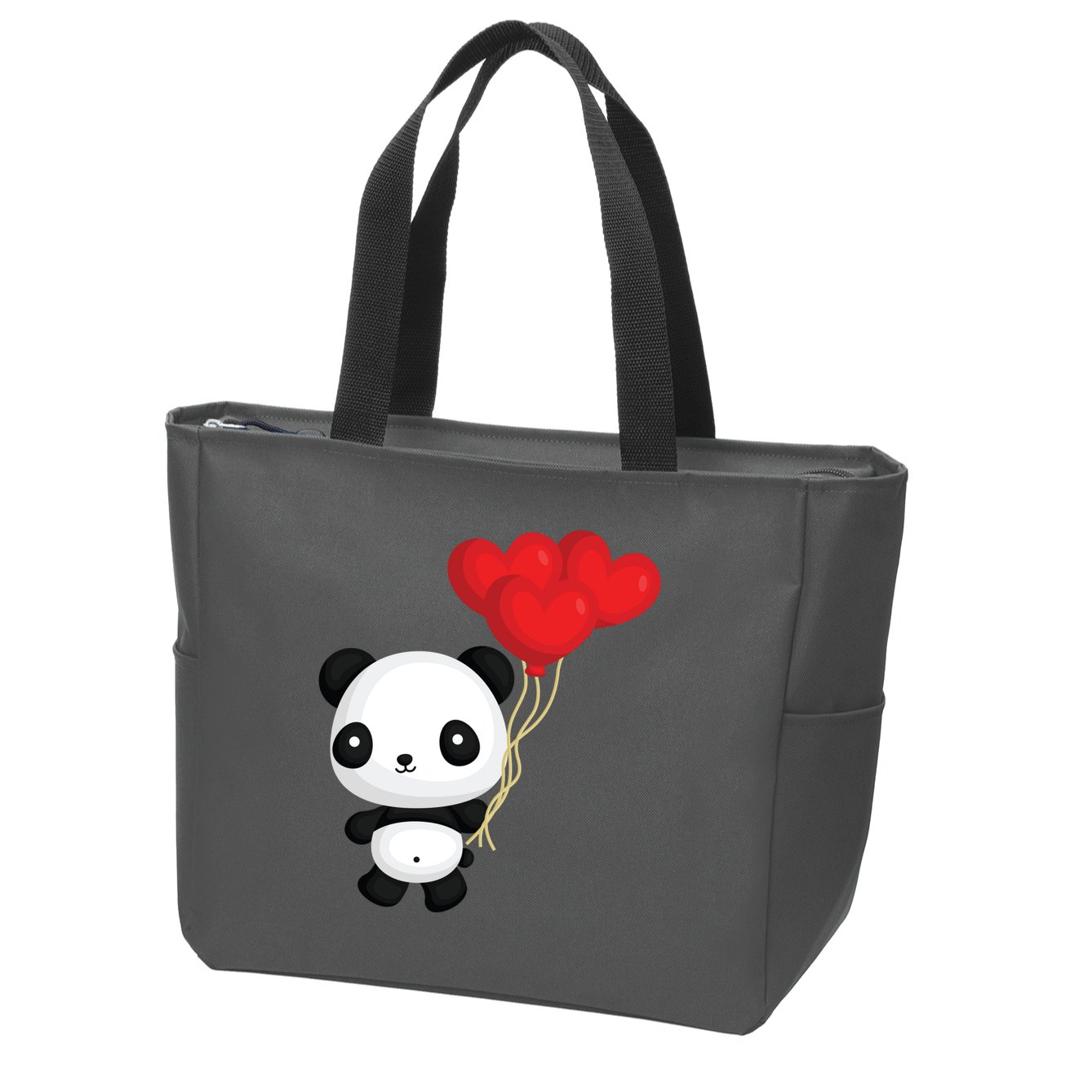 Panda Full Of Hearts Zip Tote Bag
