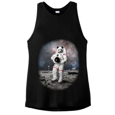 Panda In Space Astronaut Ladies PosiCharge Tri-Blend Wicking Tank