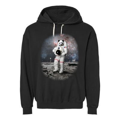 Panda In Space Astronaut Garment-Dyed Fleece Hoodie
