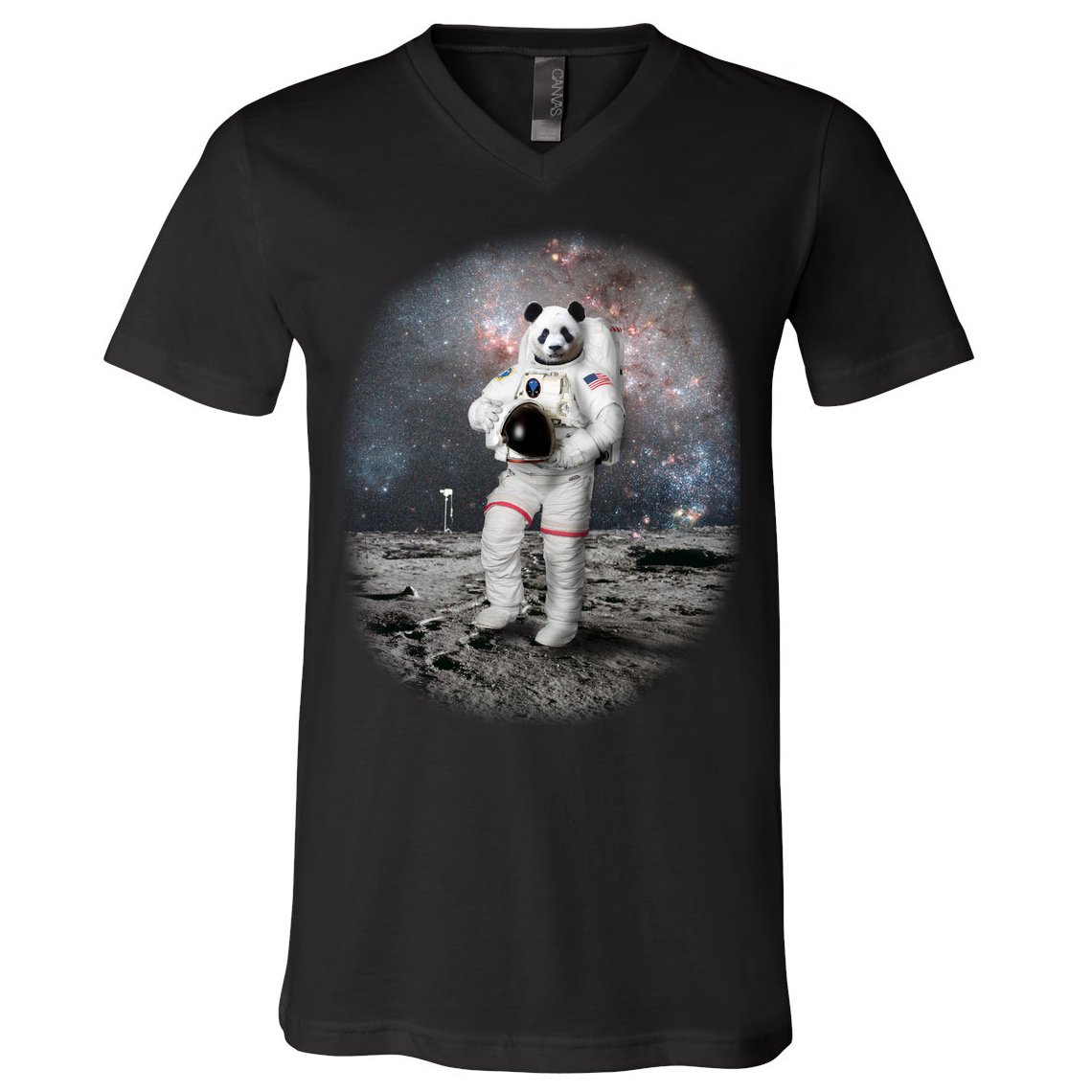 Panda In Space Astronaut V-Neck T-Shirt