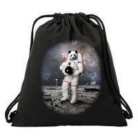 Panda In Space Astronaut Drawstring Bag