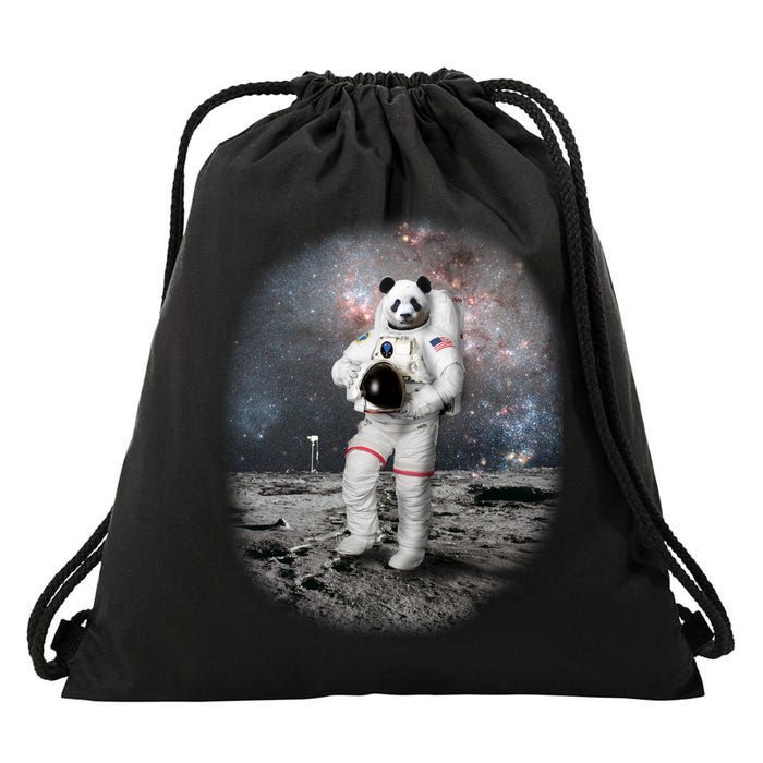 Panda In Space Astronaut Drawstring Bag