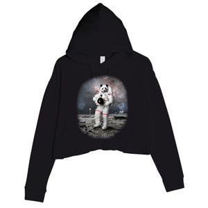 Panda In Space Astronaut Crop Fleece Hoodie