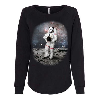 Panda In Space Astronaut Womens California Wash Sweatshirt