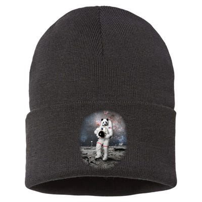Panda In Space Astronaut Sustainable Knit Beanie