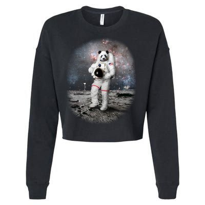 Panda In Space Astronaut Cropped Pullover Crew