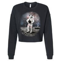 Panda In Space Astronaut Cropped Pullover Crew