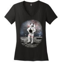 Panda In Space Astronaut Women's V-Neck T-Shirt
