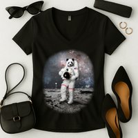 Panda In Space Astronaut Women's V-Neck T-Shirt