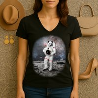 Panda In Space Astronaut Women's V-Neck T-Shirt