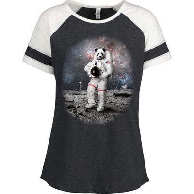 Panda In Space Astronaut Enza Ladies Jersey Colorblock Tee