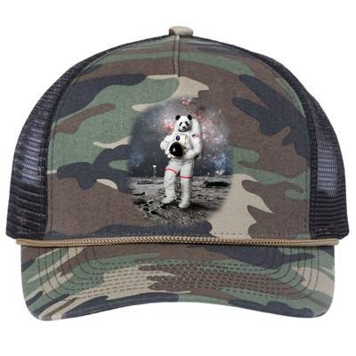 Panda In Space Astronaut Retro Rope Trucker Hat Cap