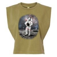 Panda In Space Astronaut Garment-Dyed Women's Muscle Tee