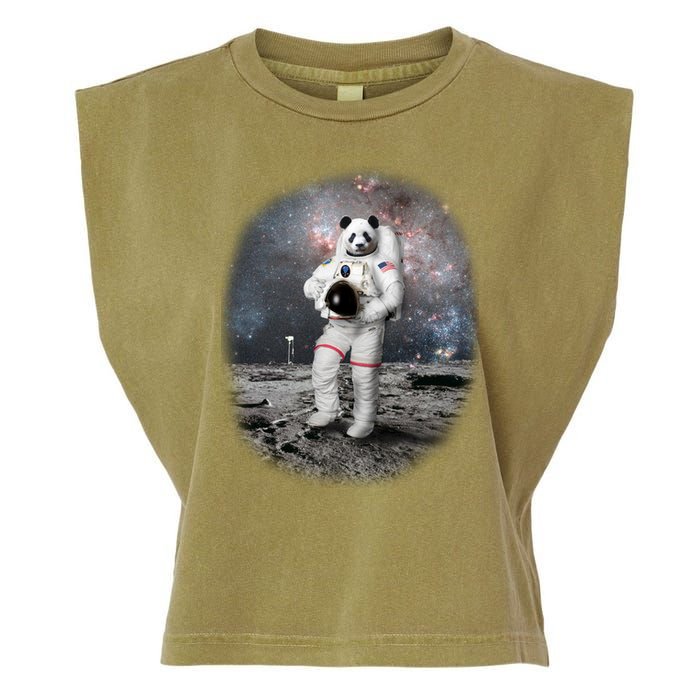 Panda In Space Astronaut Garment-Dyed Women's Muscle Tee