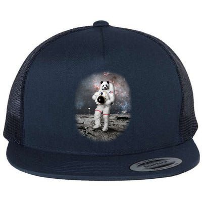 Panda In Space Astronaut Flat Bill Trucker Hat