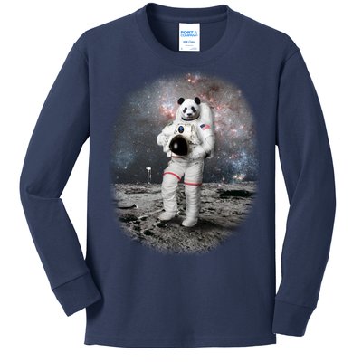 Panda In Space Astronaut Kids Long Sleeve Shirt