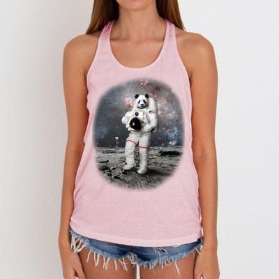 Panda In Space Astronaut Women's Knotted Racerback Tank