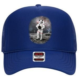 Panda In Space Astronaut High Crown Mesh Back Trucker Hat