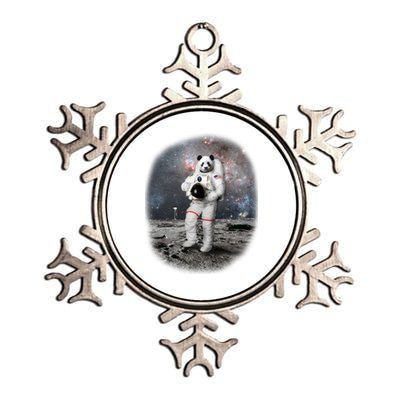 Panda In Space Astronaut Metallic Star Ornament