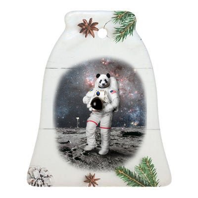 Panda In Space Astronaut Ceramic Bell Ornament